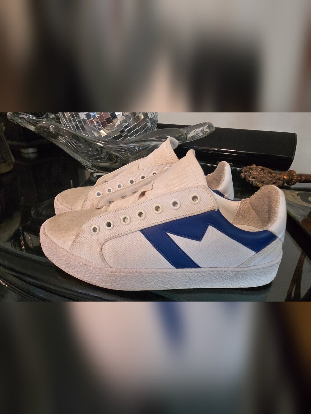Maje Paris White Sneakers with Blue Trim